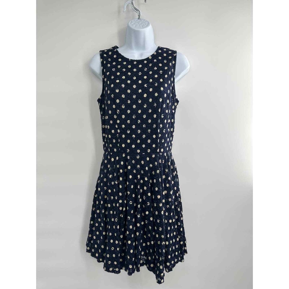 Maison Jules Blue Polka Dot Fit and Flare Dress Medium Cocktail Office‎ - Picture 6 of 7